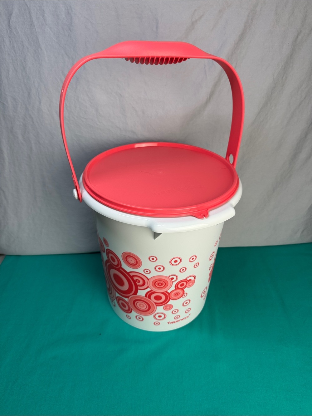 Tupperware Retro Pink Circles Bucket 8.5L With Lid & Handle